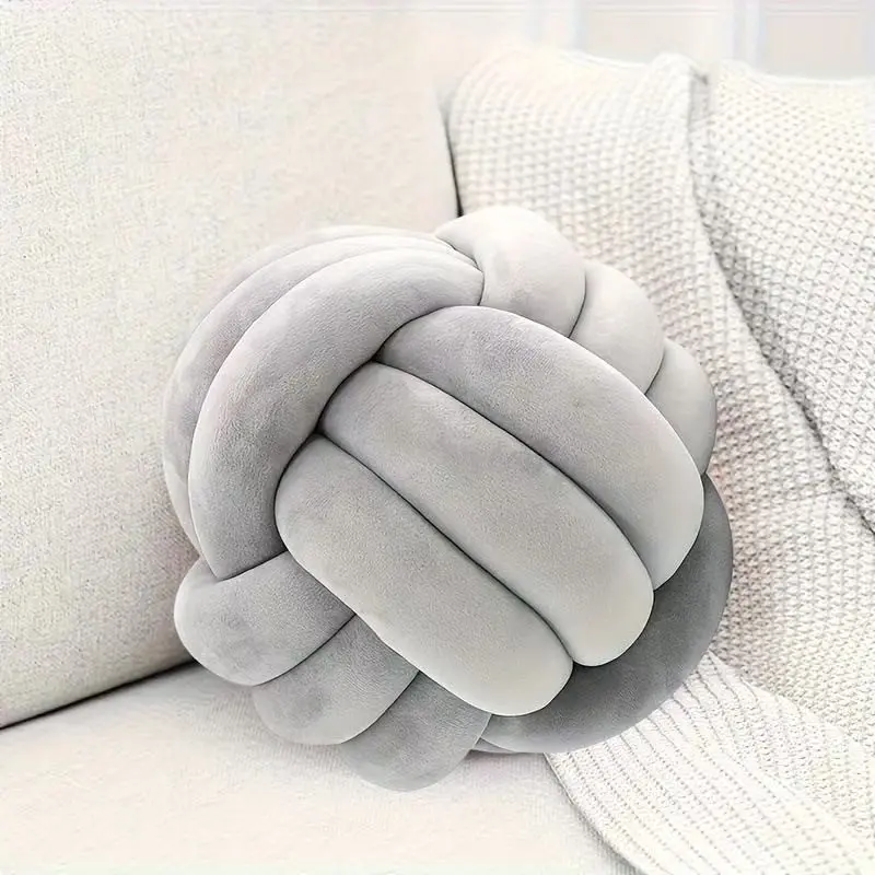 2pc Cuddle Pillow Set, Soft Skin-Friendly Sofa Cushion, Couch Cushion, Comfy Cushions, Multiple Colors Available, Solid Color Braided Round Pillows, Knot Cushion, Living Room Decor