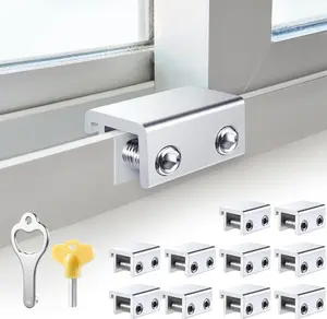 Sliding Window Locks (10 Sets),  Window Locks with , Adjustable Aluminum Sliding Window Stops, Easy Installation Without Drilling, for Vertical and Horizontal Sliding Windows ()