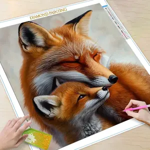 Fox Pattern DIY Diamond Arts Colorful Painting Kit without Frame, DIY 5D Diamond Arts Colorful Painting Kit, Wall Art Decor for Home Bedroom, Diamond Painting Kits