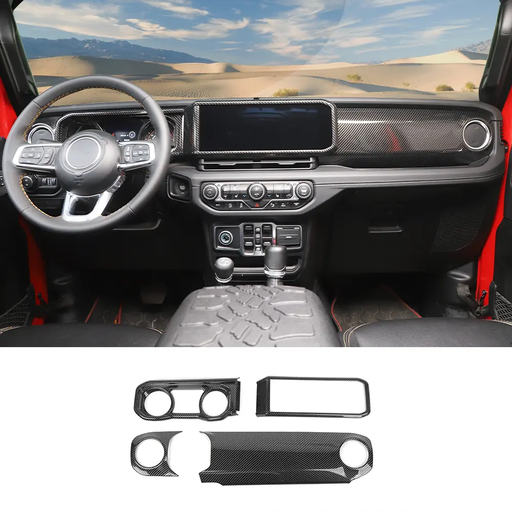 Center Console Dashboard Navigation Cover Trim Kit for Jeep Wrangler JL & Gladiator JT 2024+ Interior Decoration car  auto accessory central control durable protection carbon fiber finish sticker decoration kit  sticker  kit decorative