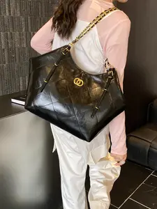 Chic Rhombus Pattern Basket Tote Bag for Women, Trendy Cross-Border New Design, Underarm Shoulder Bag, Fashionable Plain Style