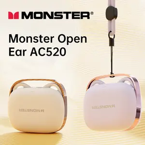 Monster AC520 in-ear headphones. Wireless Bluetooth, zero-gravity titanium ear hooks for noise isolation. Up to 160 hours of battery life, Bluetooth 6.0, IPX5 water/sweat resistance. A perfect audio gift for all,Perfect Gift