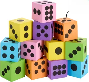 Neon Big Foam Dice Set - 12-Pack, Jumbo, and Colorful Dice for Kids - Ideal for Boosting Math Skills, Great Gifts, and Party Fun