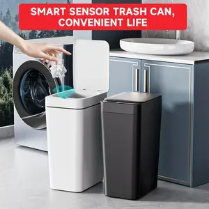 Smart Sensor Trash Can with Lid, Quiet Electric Automatic Garbage Bin, 12.5L/3.3 Gallon, Sealed Design, Smart Induction, Ideal for Kitchen Bathroom Office, Convenient Life