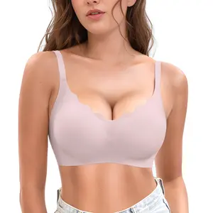 WANAFREE 3pcs Womens Seamless T-Shirt Bras Wireless Comfy Jelly Bra, Full Coverage Bralette No Show Under Clothes