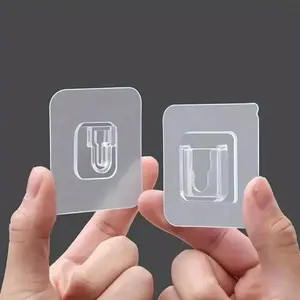 Strong Reusable Invisible Wall Hooks, Easy Installation, Dual-Sided Adhesive, Bathroom Organizing Accessories, Ideal for Bathroom Kitchen Bedroom Storage, Wall Mounted Storage, PVC Material