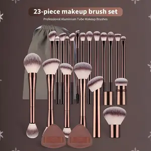 20-Piece Aluminum Makeup Brush Set with Face Makeup Brush, Foundation Brush, Powder Brush, Blush Brush, Eyeshadow Brush, Concealer Brush, Highlighter Brush, Makeup Brushes Set, Cosmetic Brushes