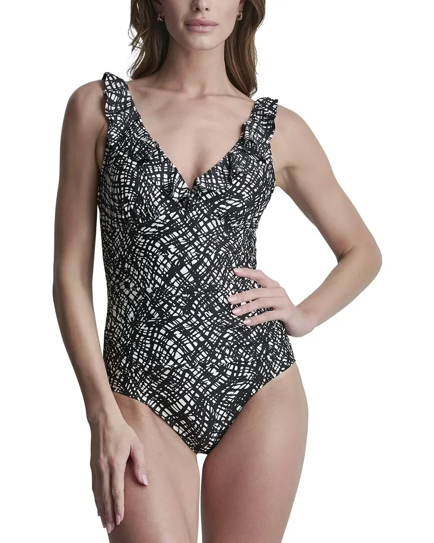 DKNY Ruffle Plunge Swimsuit