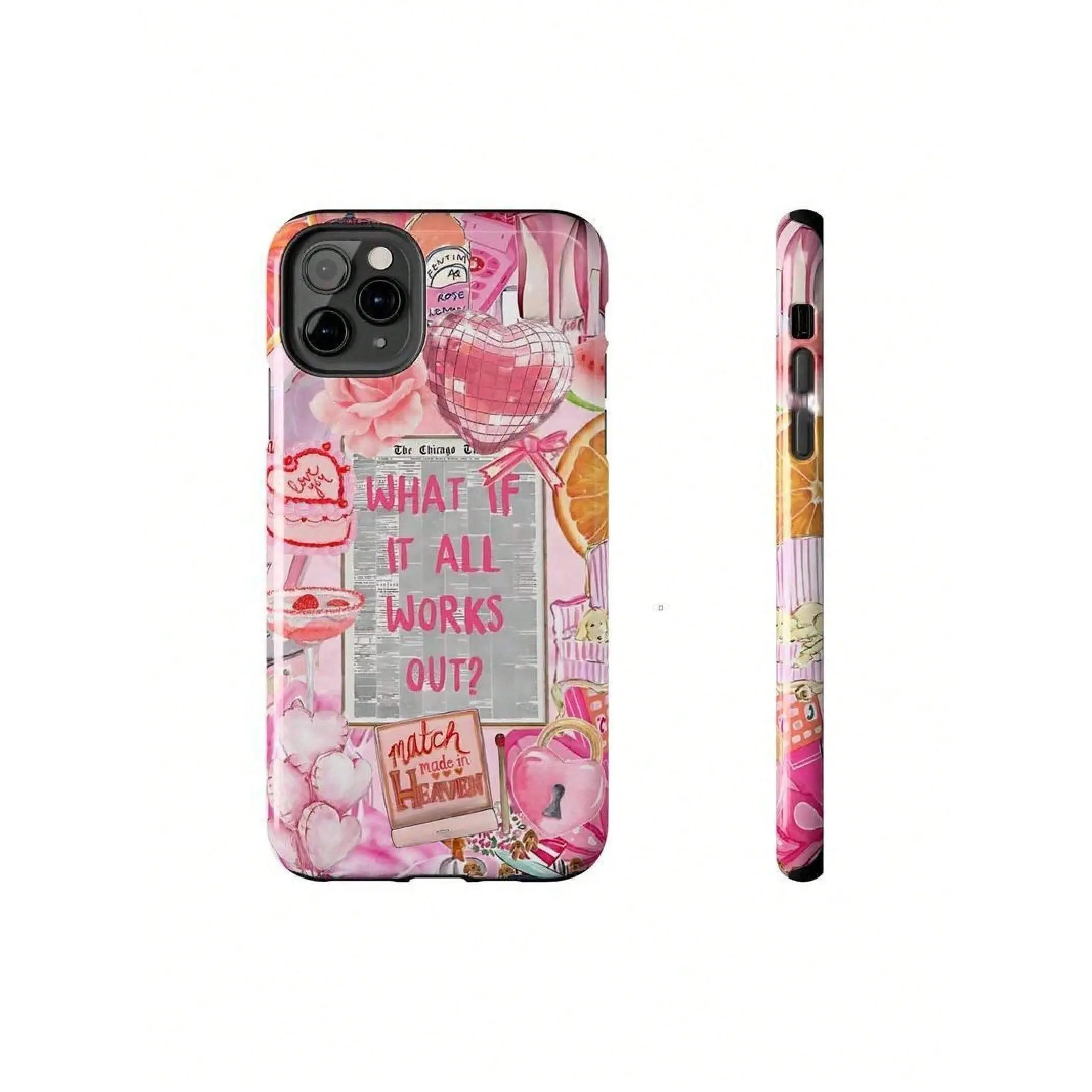 1pc Protective Smartphone Casing - Girly Disco Coquette Positive Affirmation Collage, Cute Preppy Bow Aesthetic, Shockproof Anti-Fall, Wireless Compatible iPhone Accessory for iPhone 12/13/14/14 Pro/14 Pro Max/15/15 Pro/15 Pro Max/17, Accessories, Protect