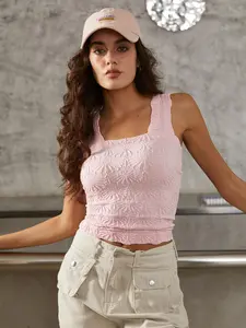 Sporty Women's Solid Color Jacquard Square Neck Sports Vest, Casual Sport Sleeveless Tank Top for Summer Yoga Workout Exercise, Ladies Sportswear for Indoor Outdoor Wear, Sport Vests