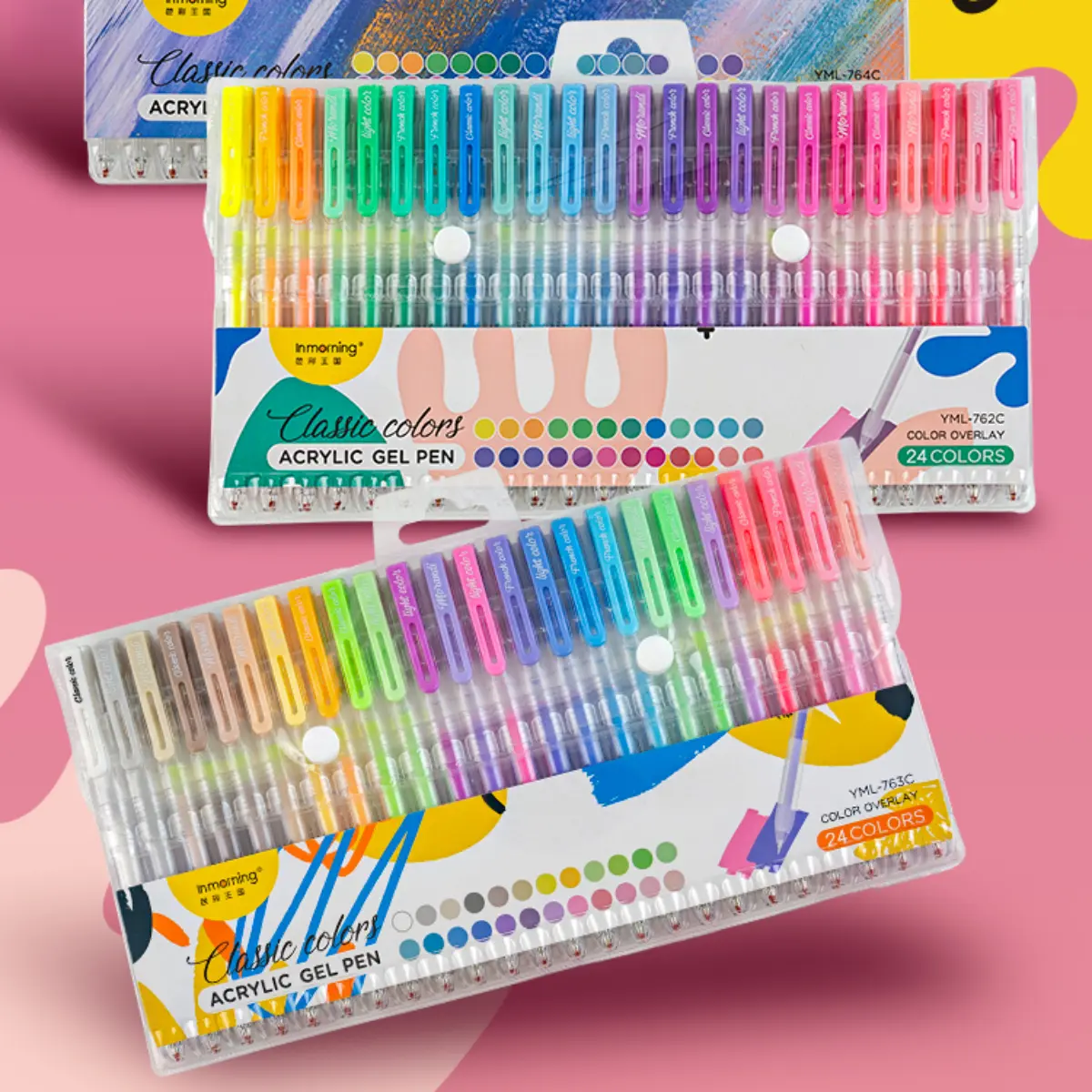 3 dopamine gel pens 24 colours 48 colours Non bleed paper, can layer colours Large capacity quick drying coloured marker pens DIY drawing art colouring, marking learning categorisation, vibrant gel pens
