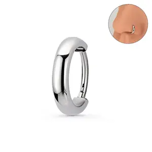 Oufer Chunky Fake Gauge 20G Hinged Segment Stainless Steel Nose Ring