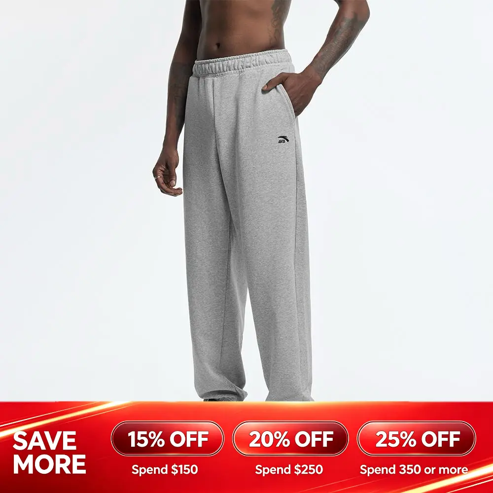 [Back to School] ANTA Knit Track Pants Grey Heather Color with Minimalistic Design and Logo Detailing BTS