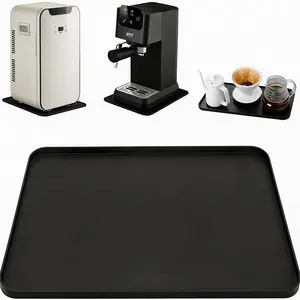 Mini Fridge Silicone Mat 13 x 9 Inch Waterproof Drip Tray Under Appliance Floor Protector with Raised Edge for Personal Fridge and Cooler