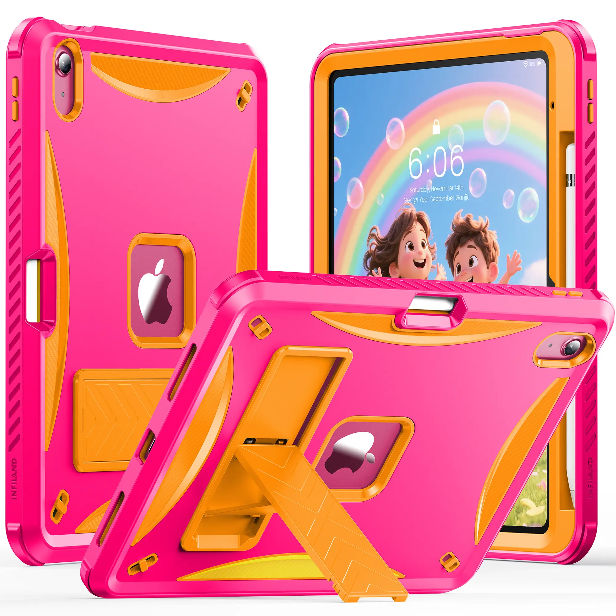 INFILAND Heavy Duty Shockproof Case for iPad A16 11th Gen 11 Inch 2025 & iPad 10th Gen 10.9 Inch 2022 with Kickstand & Apple Pencil Holder