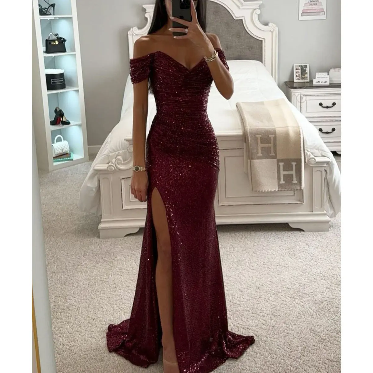 slim fit dress slacks Nadine Merabi Celine Gold Dress M main image 0