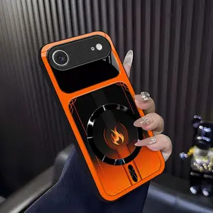 Cyber Mecha Flame MagSafe Compatible High Gloss Tempered Glass Protective Case with Shockproof Frame for [iPhone 17 Air] 952