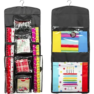 Bag Organizer Wrapping Paper Storage Container Christmas  Wrap Holder (Black)