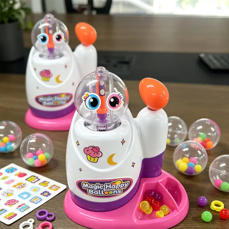 Magic Bubble Balloon Inflator Craft Making Kit Complete DIY Sticker Decor Toy Set Sticky Balls Googly Eyes Decorative Accessories Creative Handmade Activity Playset Perfect Birthday Christmas Holiday Party For Toddlers Preschool Kids Boys Girls 3+ Ages