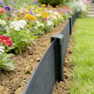Black plastic garden landscape edging, 4.72 inches x 32.8 feet, outdoor lawn border, gardening edging coil, plant divider boundary roll, yard and vegetable garden root barrier, suitable for gardens, flower beds, and tree rings