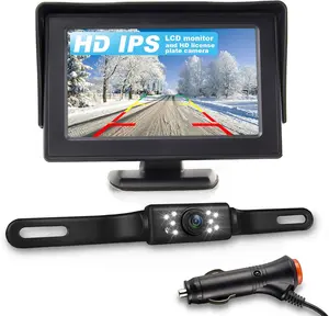 Backup Camera and  Kit - 4.3" IPS FHD Color Display,  Night Vision License Plate Reverse Camera for /RV//Pickup
