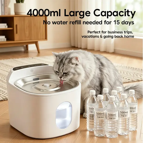 Pet Water Fountain for Dogs and Cats, Intelligent Wireless Water-Sensing Pet Supplies, Large-Capacity Non-Electric Dispenser with 12 Filter Cartridges