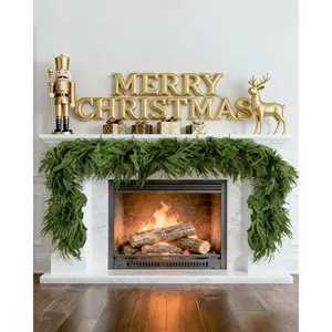 24FT (4 * 6FT) Artificial Christmas Garland, Real Touch Norfolk Pine Greenery Garland, Ultra Full & Lush Unlit Garland for Door, Mantle, Fireplace, Stair, Indoor Outdoor Xmas Decorations