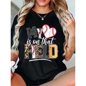 Heartfelt Mother's Day Baseball Mom Women T Shirt Short Sleeve Casual Summer Spring Top