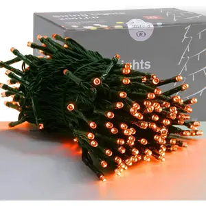HOME LIGHTING 66FT 200 LED Halloween String Lights, Plug in Green Wire String Light, 8 Lighting Modes Waterproof Fairy Mini Lights  Indoor Outdoor Christmas Wedding Party Decorations (Orange)