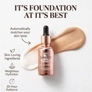 LUMINESS Liquid Mirage Color Changing Foundation for Mature Skin, Skincare-Infused Makeup with Hyaluronic Acid & Vitamin E, Hydrating Liquid Founda