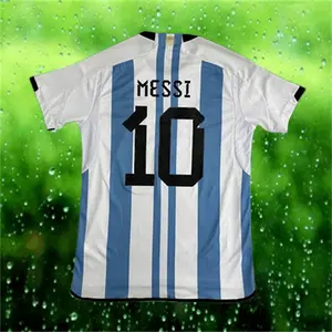 2022 Home White No.10 Messi stripe short sleeve Soccer jersey