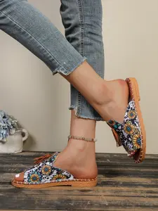 Women's Plus Size Flat Sandals, Beach Party Vacation Style Summer Casual Slippers, PU Leather, Rubber Sole, Plain Pattern