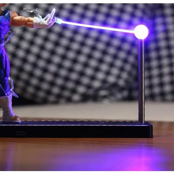 Unisex Anime 2PCS DB Action Figure - Energy Wave Magnetic Levitation Acrylic Night Light, Soft Glow, Ambient Glow, Sleep Aid Bedroom Decor Display