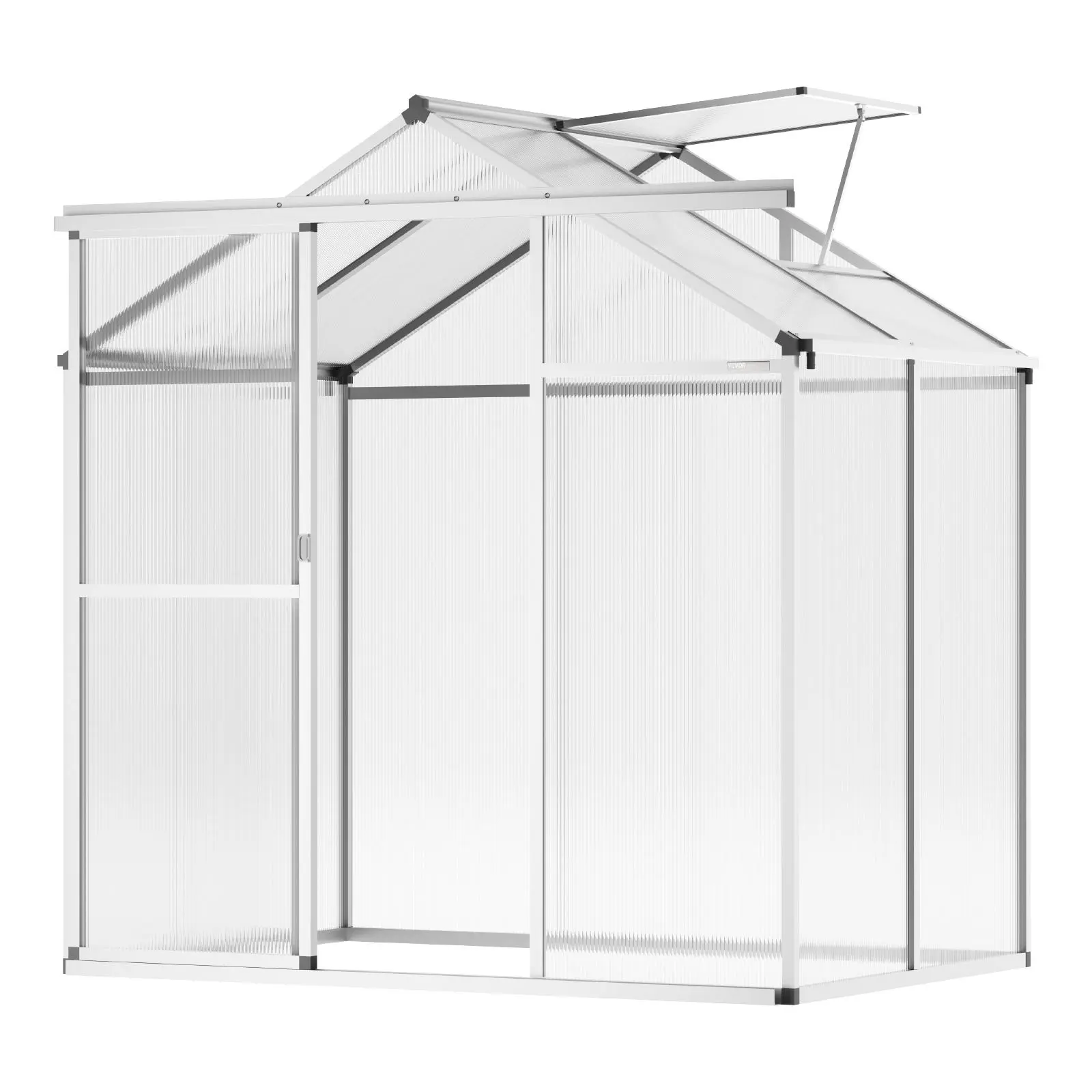 【Summerfinds】VEVOR Polycarbonate Greenhouse 6 x 4 FtOutdoor Greenhouse with Adjustable Vent WindowsPavilion Styled Greenhouse with Sliding DoorAluminum Large Walk-in Greenhouse Kit for Garden Backyard