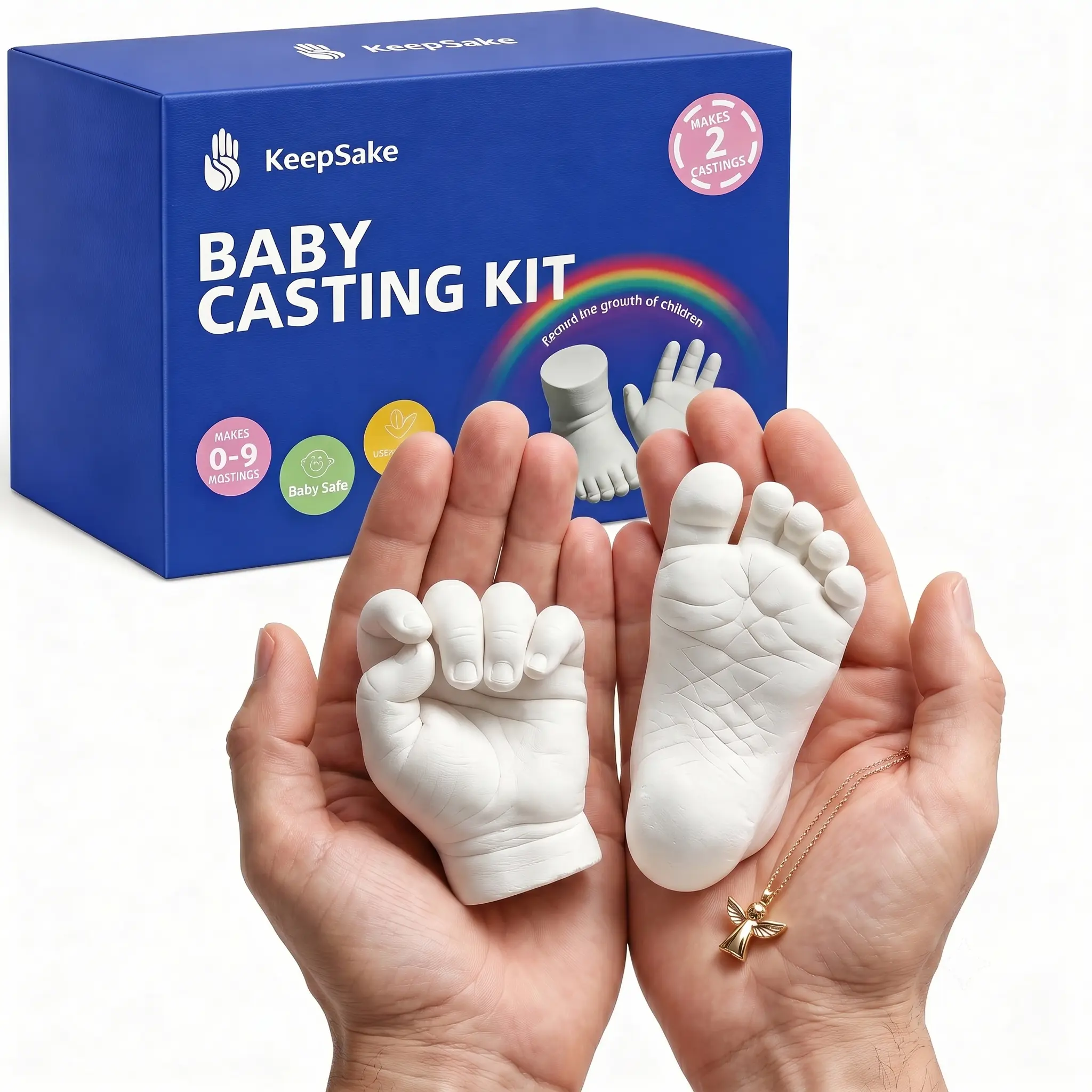 3D Baby Casting Kit - Newborn Hand & Footprint Kit Box, Safe Material, Perfect Baby Shower Gift, First-Time Parent Present, Newborn Essential DIY Memory Keepsake (Toys & Hobbies Specialty DIY Supplies)