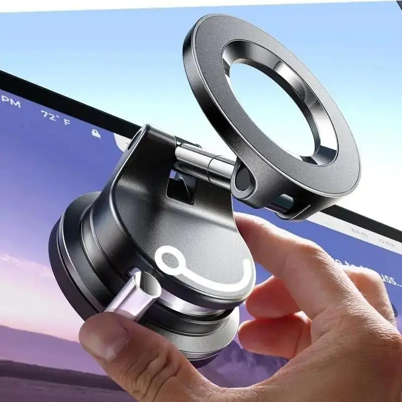 Lisen Retractable Car Phone Mount, Vacuum Magnetic Holder, Magnetic Phone Stand, 360° Adjustable, Foldable Suction Mount, for Garmin GPS, Mirror, Smooth Surface, iPhone 16 Pro Max 15, Portable Phone Holder, Phone Holder For Car Dashboard