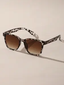 Unisex Vintage Square Frame Tinted Lenses Sunglasses, Modern Accessories for Men, Casual Leopard Print Sunglasses for Everyday Use, Versatile Accessories for Outdoor Activities, Lightweight Durable Sunglasses, Outdoor Suitability