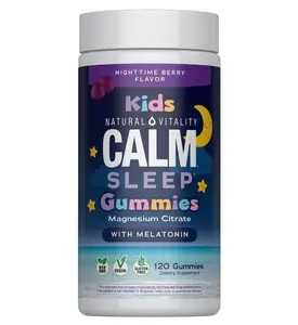 Calm, Magnesium Citrate Kids Supplement, Stress Relief Gummies, Supports a Healthy Response to Stress, Gluten Free, Vegan, Nighttime Berry, 120 Gummies
