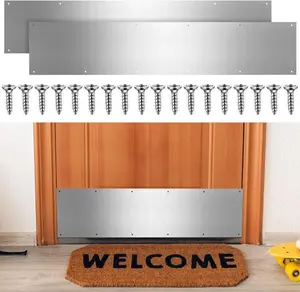 8 x 36 Inches Door Kick Plate for Exterior Doors Suitable for 36 Inch Doors Aluminum Kick Plates with Screws for Wood Metal Interior/Exterior
