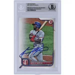 Adolis Garcia Texas Rangers Autographed 2022 Bowman #53 Beckett Fanatics Witnessed Authenticated Card - Fanatics Authentic Certified