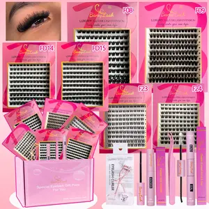 6 Boxes Thick Volume Individual Cluster Lash Set 3D Wispy Full Thick Volume False Eyelashes, D Curl Mixed Length Fluffy Style,DIY Lash Extension Kit for Everyday Eye Make Up and Gift for Friend Family and Festival, Fluffy Eyelash Clusters
