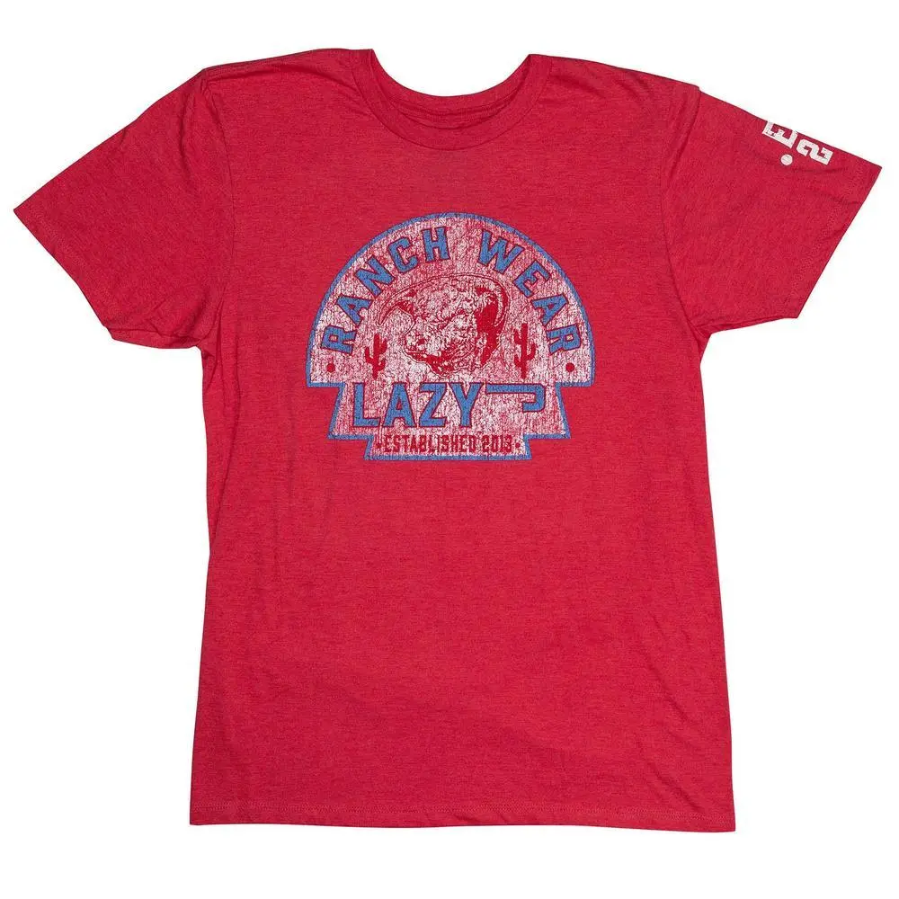 Arrowhead Logo T-Shirt in Heather Red - Casual Unisex Round Neck Short Sleeve Cotton Blend with Est 2013 Sleeve Print, Shortsleeve, Menswear, Est 2013 On Sleeve