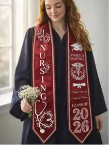 Personalized Nursing Graduation Stole with Name, RN Symbol