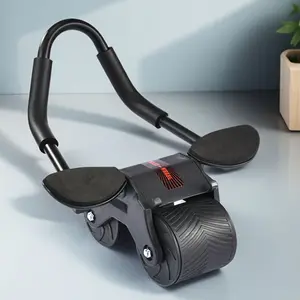 Automatic rebound abdominal wheel, household multi-functional core strength trainer, home fitness equipment, used for core strength, black, exercise accessories, stylish design, sturdy structure, abdominal roller