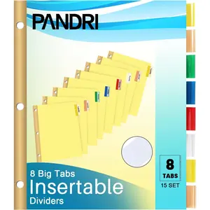Binder Divider, 120 Pack Binder Index Dividers with 8 Insertable Multicolor Big Tabs, Letter Size Paper Binder Divider for School Office Home Business