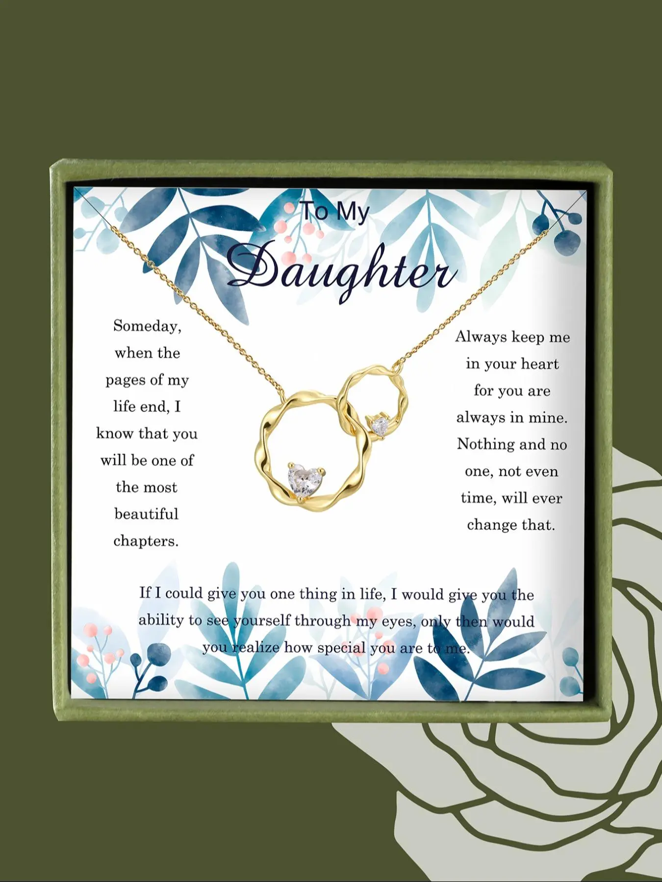 Rhinestone Decor Ring Linked Pendant Necklace with Box, Elegant Jewelry for Party, Daily Clothing Decor, Trendy All-match & Exquisite Jewelry for Birthday Gift