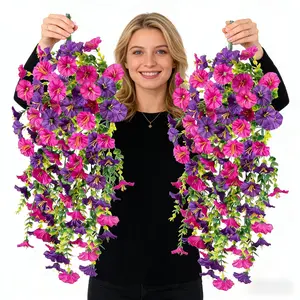 Artificial Fake Hanging Flowers Plants, Lifelike Artificial Flower, 2 Pcs Faux Silk Daisy with Eucalyptus Leaves, UV Resistant, Outdoor Spring Decoration