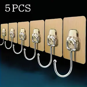 5pcs. strong wall hooks, available in various colors Reusable, no need for punching - waterproof and oil resistant, suitable for bathrooms and kitchens - perfect for hanging towels, cups, shovels, can openers, and scissors