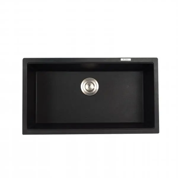 Kraus KGU-413B 31-in Undermount Single Bowl Classic Traditional Rectangle Black Onyx Granite Kitchen Sink with 28.34-in Basin Length