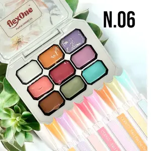 FlexOne 9 watercolor Pat Ombre Gel Set palette or Nail Art ombre gel nail gel painting thick gel